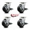 Service Caster 4 Inch Rubber on Aluminum Swivel Caster Set with Roller Bearings and Brakes SCC-20S420-RAR-TLB-4 - alternate 2